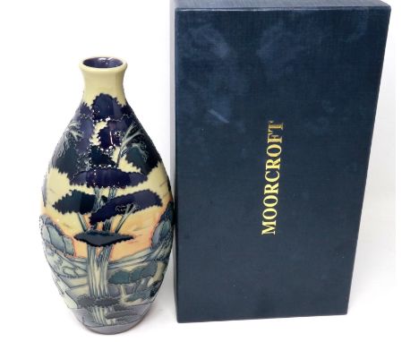 Moorcroft trial vase, H: 25 cm, boxed, seconds quality, no cracks or chips. P&amp;P Group 1 (£14+VAT for the first lot and £1