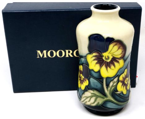 Moorcroft trial vase, H: 13 cm, boxed, no cracks or chips. P&amp;P Group 1 (£14+VAT for the first lot and £1+VAT for subseque