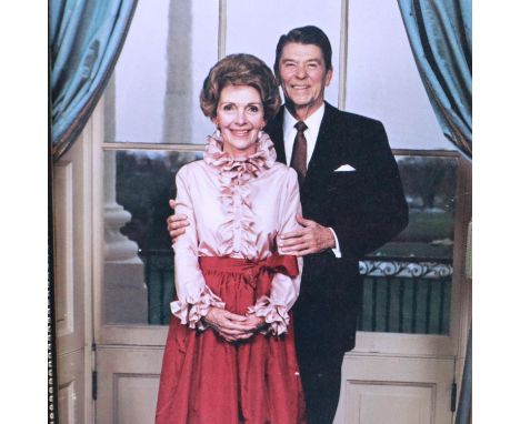 Framed Nancy and Ronald Reagan photograph with dedication to Michael Jackson, 20 x 18 cm, no providence. P&amp;P Group 2 (£18