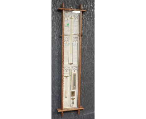 Admiral Fitzroy oak longcase barometer, L: 101 cm, mercury has leaked, still within the case. Not available for in-house P&am