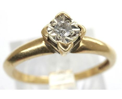 9ct gold diamond solitaire ring, size K/L, 1.7g. P&amp;P Group 1 (£14+VAT for the first lot and £1+VAT for subsequent lots) 