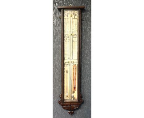 Admiral Fitzroy oak longcase barometer, L: 108 cm. Not available for in-house P&amp;P 