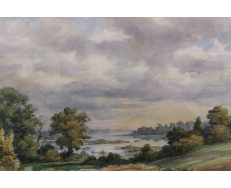 Wilfrid R Wood (1888-1976): watercolour, Near Snape, label verso for the artists Memorial Exhibition at the Welland Valley Ar