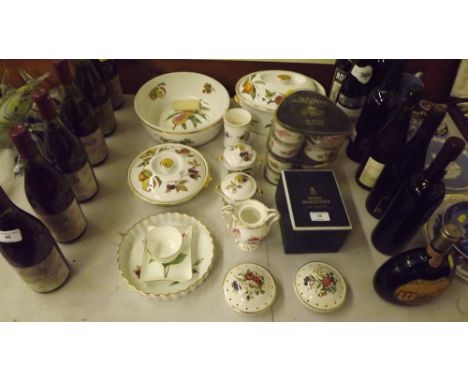 A quantity of Royal Worcester 'Evesham' patterned kitchenware; a Coalport vase, lacking lid etc.