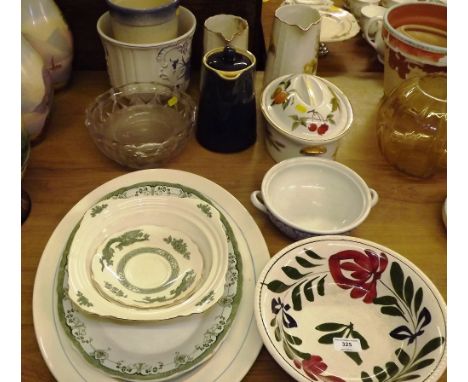 A quantity of various china to include a  blue and white jardiniere; a Royal Worcester dish etc.