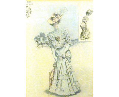 A framed coloured fashion print 