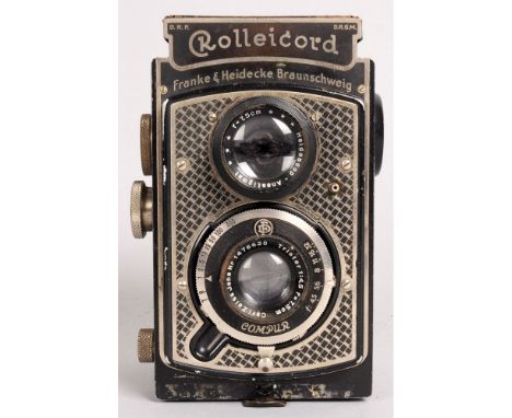 A Rolleicord TLR Camera, a Rolleicord Art Deco camera with Triostar 7.5cm f/4.5 lens