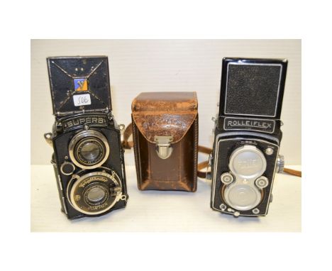 TLR Cameras, a Rolleiflex Automat 6x6 with Tessar 7.5cm f/3.5 lens in maker's leather case and a Voigtländer Superb with a Sk