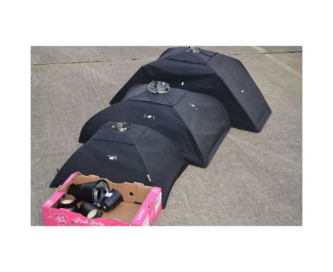 Bowens Studio Lighting Accessories, a reflector, a snoot, a honeycomb grid attachment, two bulb protectors together with Bowe
