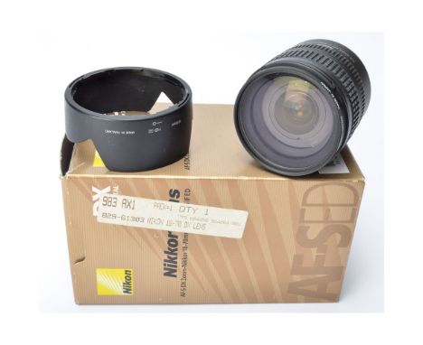 Nikon Lens,  AF-S DX Zoom Nikkor 18 - 70mm f/3.5 - 4.5 with lens hood and branded carry case in original manufacturer's box w