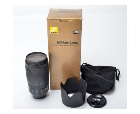 Nikon Lens,  AF-S VR Zoom-Nikkor 70-300mm f/4.5 - 5.6 in original manufacturer's box with instruction manual and branded carr