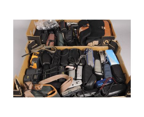 Two Trays of Compact Cameras, manufacturers including Olympus, Pentax, Canon, Minolta and other examples 