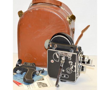 Paillard Bolex  H8 Cine Camera, complete with lens, trigger handle grip and leather outfit case, 