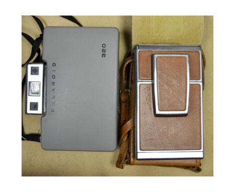 Polaroid SX 70 SLR Camera, Collapsible SLR camera, in maker's original leather carry case together with a Polaroid Land 320