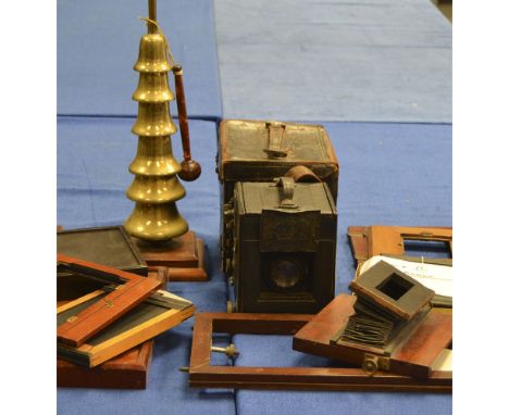 Various Photographic Material, including a Graflex with a Ross Xpres 6" f4.5 a quantity of film backs and darks slides, mahog