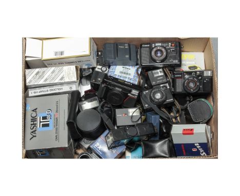 35mm AF Compact Cameras,  examples from Canon, Nikon, Olympus and Yashica T AF 35 in original packaging together with quantit