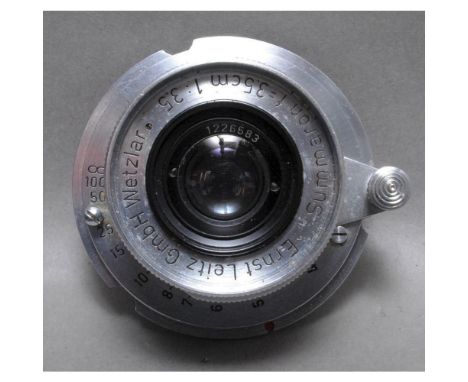 Leica 35mm Summaron Lens, chrome finish No 1226583, body G, small patch of fungus to elements