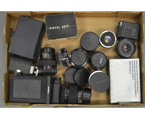 Medium Format Lenses and Accessories,  Bronica Lenses and converters including a Zenzanon 150mm f/3.5, 200mm f/4.5 a 40mm f/4