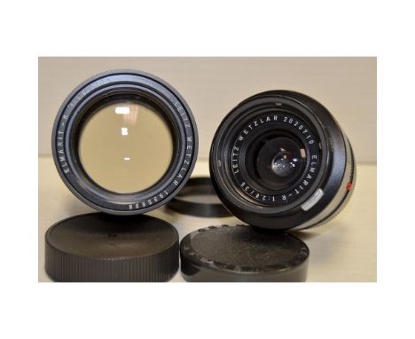 Leitz Elmarit-R Lens, a 35mm f/2.8 no 2020710 together with 135mm f/2.8 no 1995696