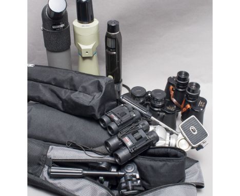 Various Optical and Tripod Equipment, Spotting Scopes (3) Binoculars (4) and tripods (4), some items including carry cases