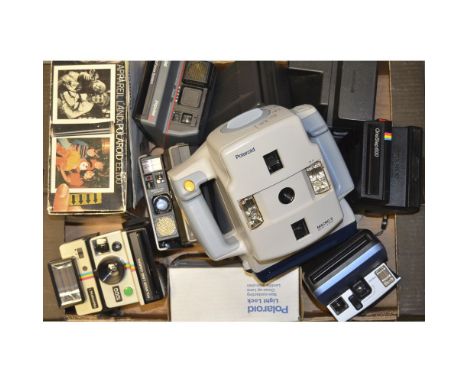 A Variety of Polaroid Cameras,  including a Macro 5 SLR 5, a super color 635CL, a One Step 600 a boxed EE100 and much more