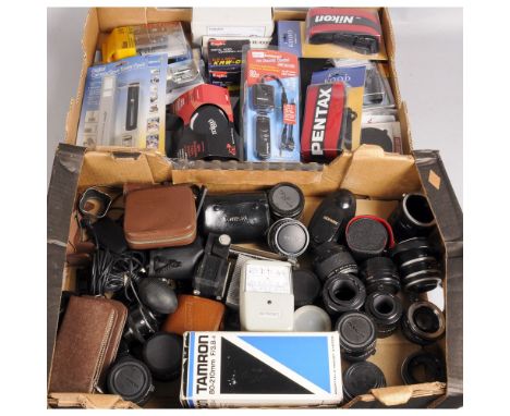 Two Trays of Camera Accessories, items including Rollei exposure kits, Sekonic Studio meter, extension tubes, straps and more