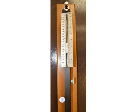 A modern ON Station Barometer, with thermometer to front, on mahogany wall bracket, G