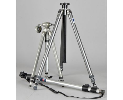 A Gitzo G1224 Tripod, together with a smaller much earlier example from the same manufacturer and a Manfrotto Gruppo 134 mono