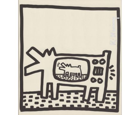 Artist: Keith Haring (American, 1958 - 1990). Title: "Barking TV Dog". Medium: Original vintage lithograph. Date: Composed 19