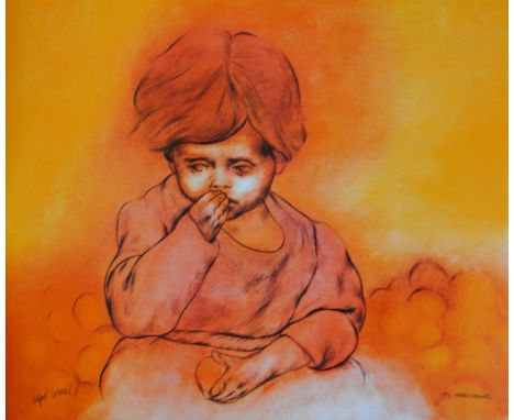 Artist: Rafael Coronel (Mexican, 1931-2019). Title: "Niña de las Naranjas". Medium: Color offset lithograph. Date: Printed 19