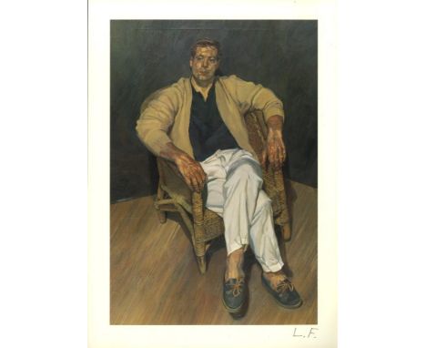 Artist: Lucian Freud (German/English, 1922-2011). Title: "Man in a String Chair". Medium: Color offset lithograph. Date: Comp