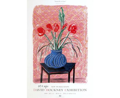 Artist: David Hockney (British, b.1937). Title: "Amaryllis in Vase [Japan exhibition]". Medium: Color offset lithograph. Date