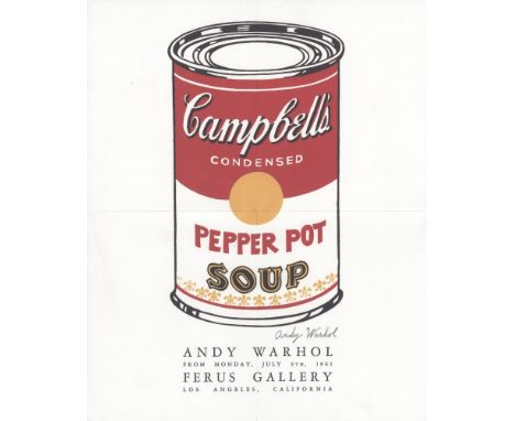 Artist: Andy Warhol (American, 1928 - 1987). Title: "Campbell's Soup - Pepper Pot [Ferus Gallery invitation/announcement]". M