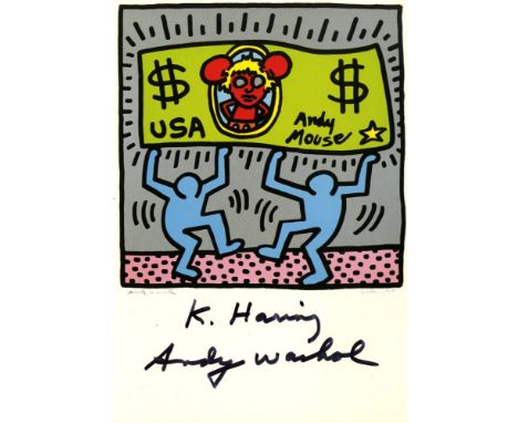 Artist: Keith Haring &amp; Andy Warhol (Americans, 20th Century). Title: "Andy Mouse II, Homage to Warhol [postcard edition]"