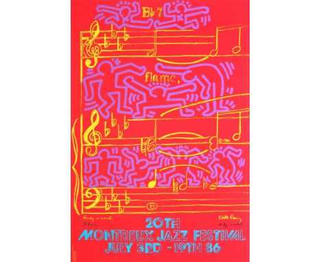 Artist: Keith Haring &amp; Andy Warhol (Americans, 20th Century). Title: "20th Montreux Jazz Festival". Medium: Original colo