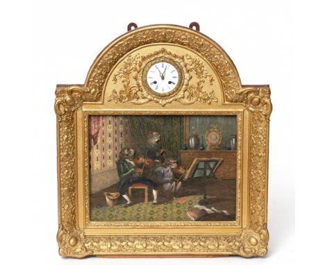 Frankrijk, automaton klok, adres: Desmet Heltzel, Brugges, circa 1870; Uurwerk uitgevoerd met gaand- en slagwerk op gong, wit