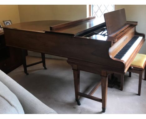 Bechstein (c1905)A 6ft 7in Model V grand piano in a Sheraton style rosewood case on dual square tapered legs.