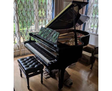 Yamaha (c1983)A 6ft 3in hand-built Model S-400B grand piano in a bright ebonised case on square tapered legs; together with a