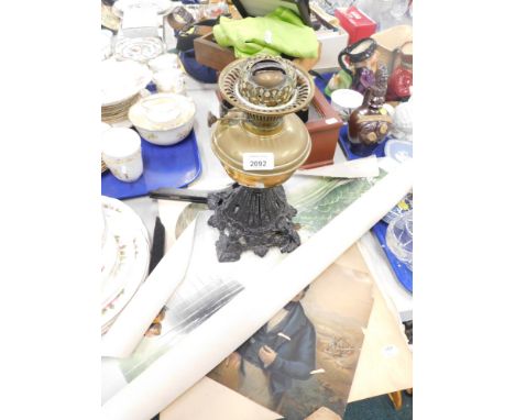 An oriental scroll picture, oil lamp base, coin storage jar, storage boxes, green scarf, etc. (a quantity)