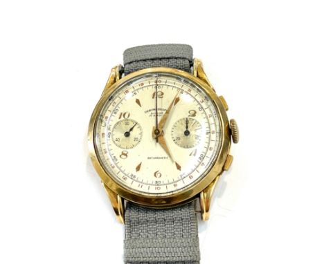 Vintage 18k Gold cased Chronographe Suisse Chronograph mens watch, untested