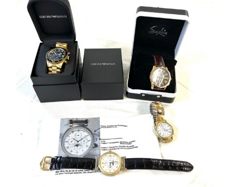 4 Gents Chronograph wristwatches to includes accurist, Jacques, Cantani, Armani etc 