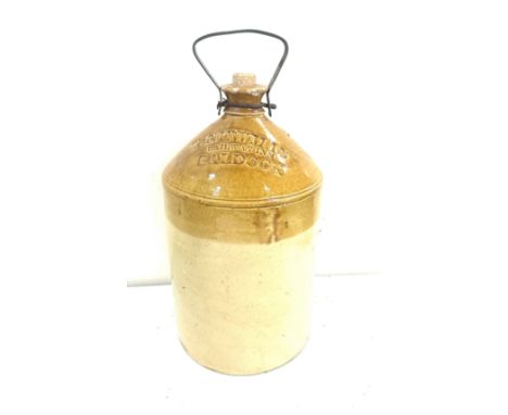 Vintage Doulton and co Lambeth flagon, T Newman Railway Inn Baldock, height approximately 19 inches 