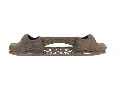 Vintage novelty iron shoe scraper 18 inches wide 