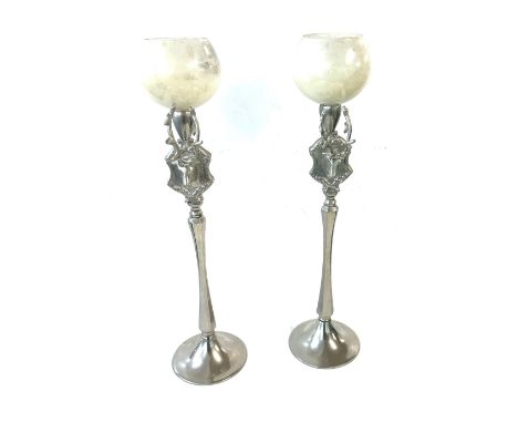 Pair of decorative stag tea light holders, 55cm tall 