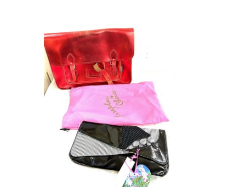 A vintage Zatchels satchel in red and an Irregular choice clutch bag 