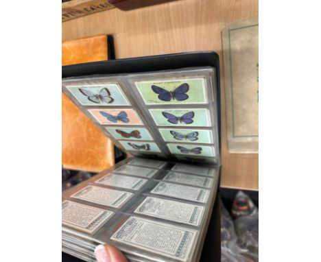 Large selection of vintage cigarette cards includes cigarette silks etc 