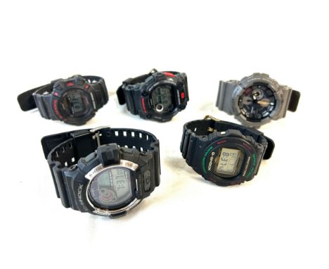 Selection of 5 Casio G-Shock wrist watches includes G-7900, GW-9010, 5277, 3699 and 3229, untested 