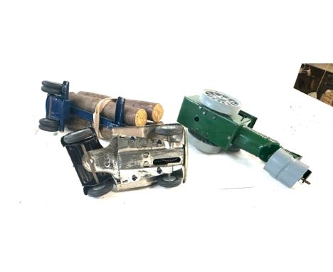 tri ang minic clockwork log truck and tri ang minic clockwork steam road roller 