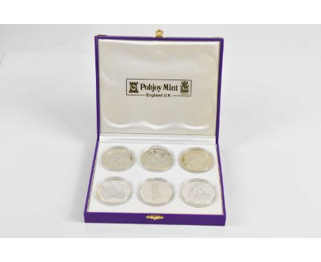 POBJOY; Harry Potter, six 2002 Isle of Man sterling silver one crown coins, in fitted box with booklet, weight of each coin 2