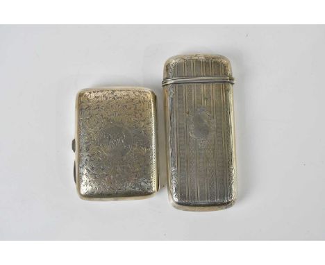 HILLIARD &amp; THOMASON; a Victorian hallmarked silver cigar case, with engine turned decoration and vacant scroll, Birmingha